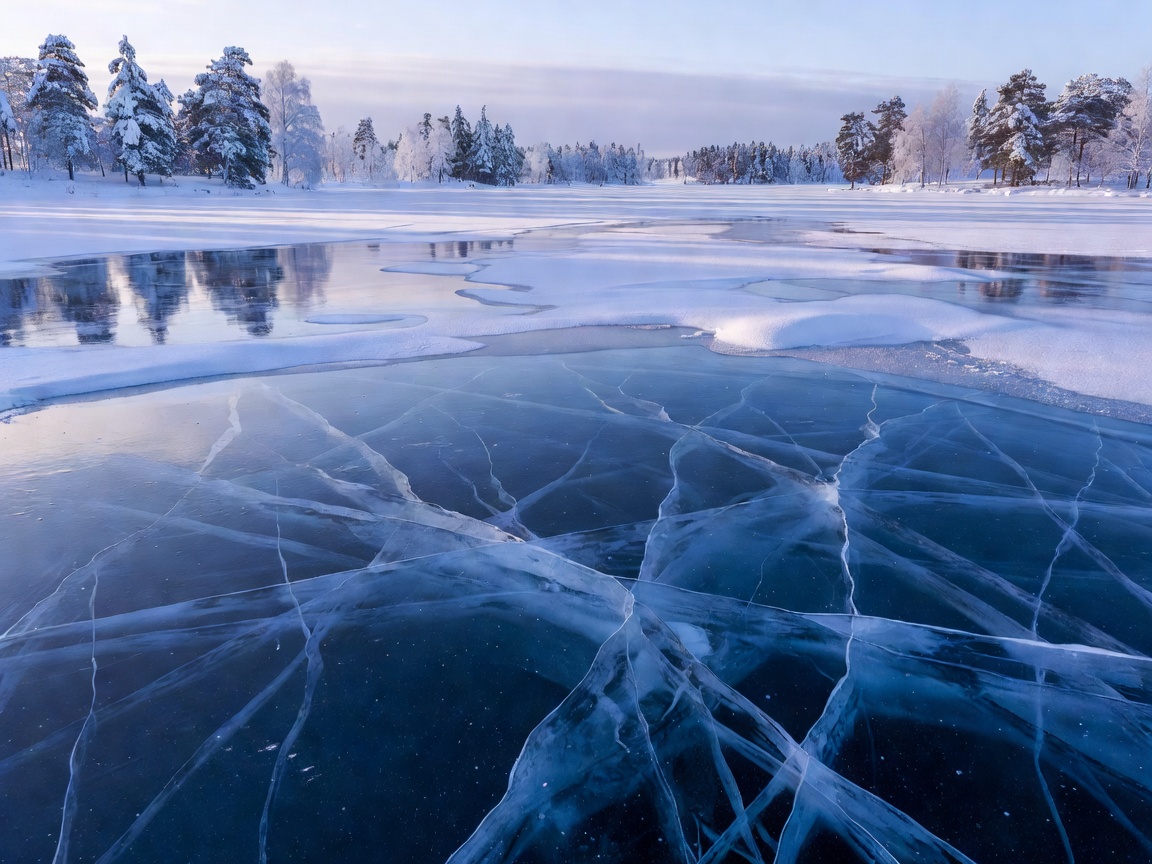 Jäätynyt suomalainen järvi talvella