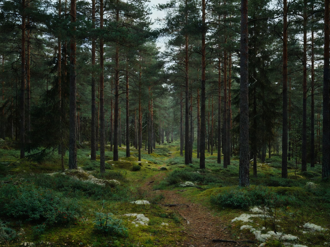 Tiheä suomalainen mäntymetsä